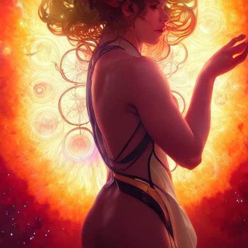 Image similar to A stunningly beautiful supernova explosion, highly detailed, digital painting, artstation, smooth, sharp focus, 8K, art by artgerm and greg rutkowski and alphonse mucha