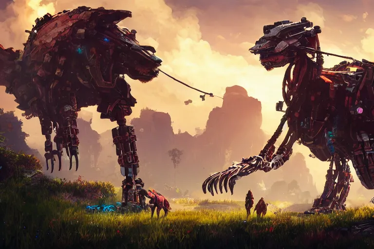 Image similar to bristleback machine mecanical creature robot of horizon forbidden west horizon zero dawn bioluminiscence global illumination ray tracing hdr fanart arstation by ian pesty and alena aenami artworks in 4 k