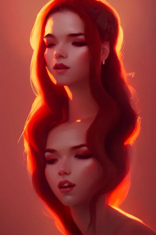 Image similar to a detailed portrait of a beautiful woman with ( red panda ) features, in professional makeup, dramatic lighting, by lois van baarle, ross tran, greg rutkowski, 4 k, trending on artstation