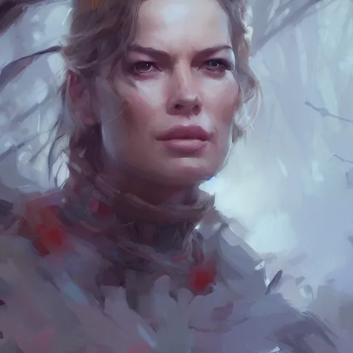 Prompt: rebecca romijn walking in the woods digital art by ruan jia and mandy jurgens and artgerm, highly detailed, trending on artstation, award winning