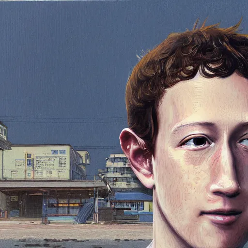 Image similar to anime mark zuckerberg by hasui kawase by richard schmid