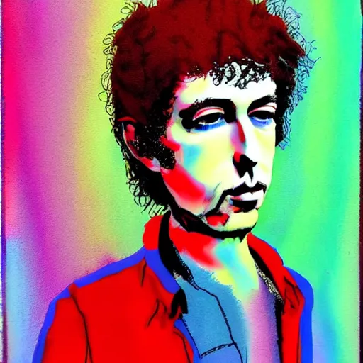 Image similar to simple yet detailed psychedelic portrait bob dylan by alton kelley