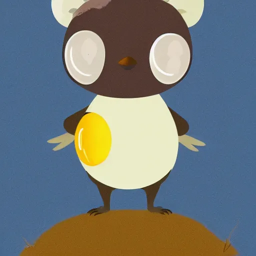 Image similar to a cute racoon with a fried egg on its head, walking in a city that is also a forest, digital art, bird eye view