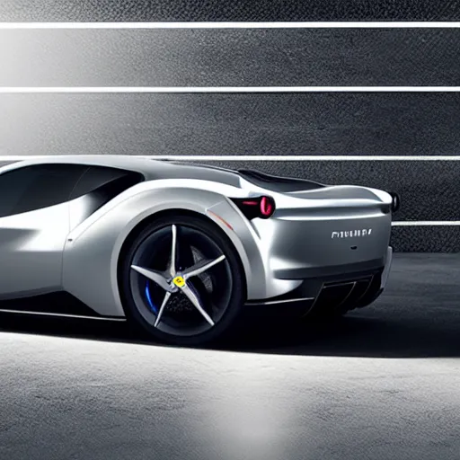 Image similar to a electric sport car designed by ferrari, outdoor magazine, ambient light, fog