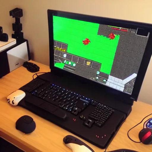 Prompt: minecraft gaming setup