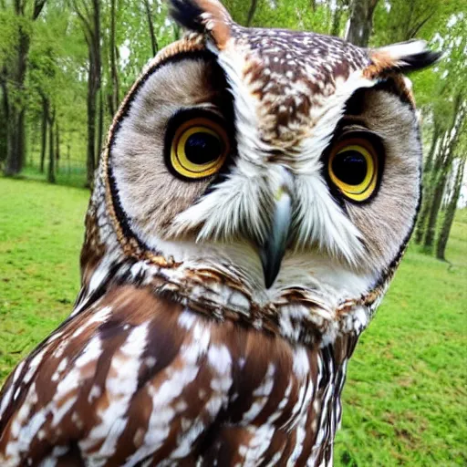 Image similar to an owl taking a selfie