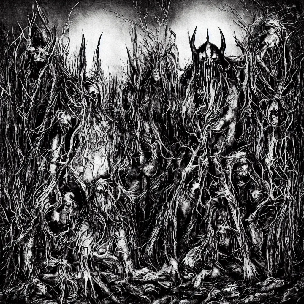 Prompt: black metal album cover