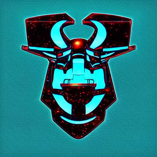 Prompt: stylized cyberpunk minotaur logo, cyan