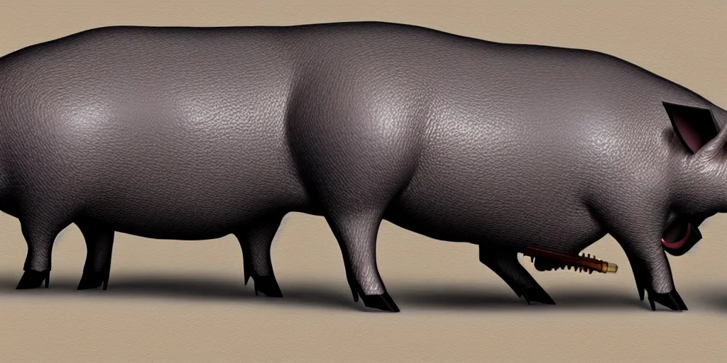 Image similar to concept art for a single strong metal pig machine