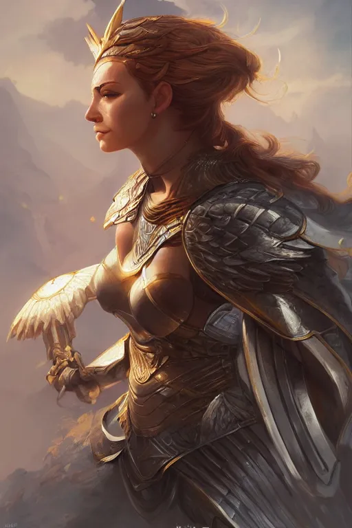 Image similar to amazon valkyrie athena, d & d, fantasy, portrait, highly detailed, headshot, digital painting, trending on artstation, concept art, sharp focus, illustration, art by artgerm and greg rutkowski and magali villeneuve