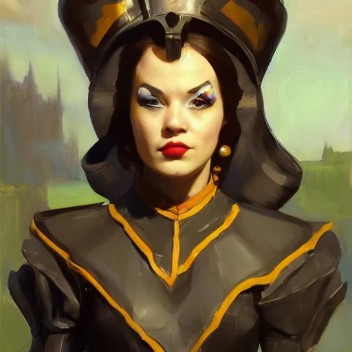 Image similar to greg manchess portrait painting of partially armored alice from alice in wonderland as overwatch character, medium shot, asymmetrical, profile picture, organic painting, sunny day, matte painting, bold shapes, hard edges, street art, trending on artstation, by huang guangjian, gil elvgren, ruan jia, randy vargas, greg rutkowski