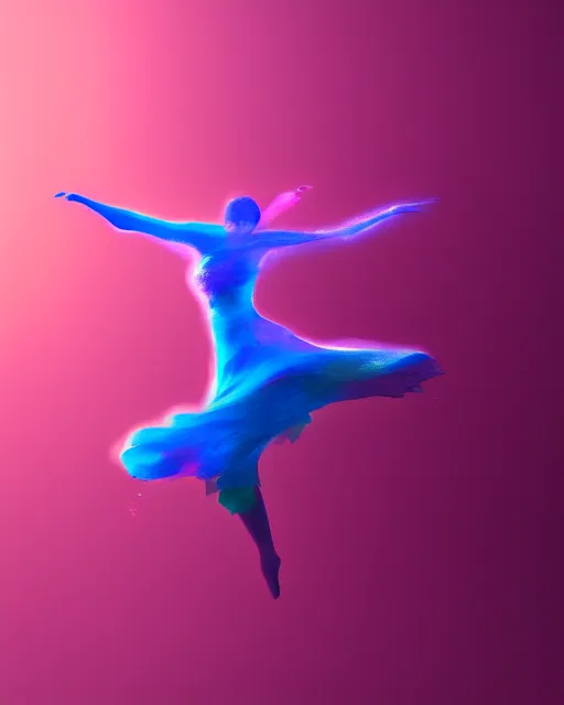 Image similar to color pigments spread out in air, look like someone is dancing, dream, concept art, unreal 5, trending on artstation