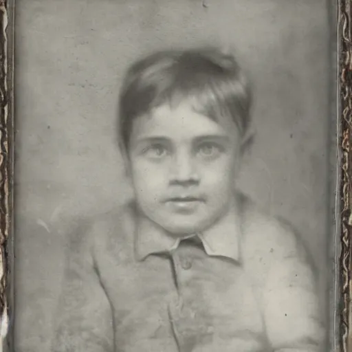 Prompt: facial portrait of a 3 year old boy, 1 9 1 9, ambrotype, by george s. cook, award winning