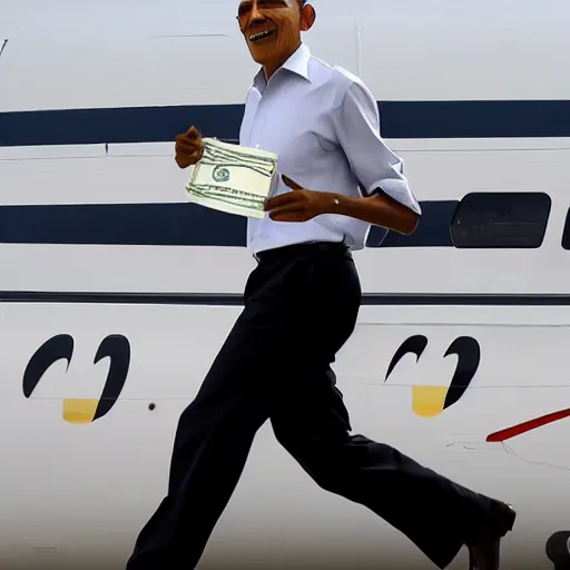 Prompt: barack obama carrying way too much money