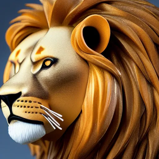 Image similar to a nendoroid lion, side view, full body, 4 k, highly detailed, subject centered, uncropped, studio photography