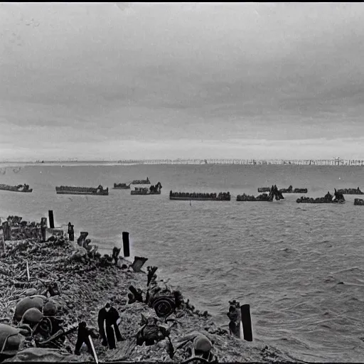 Image similar to first person view of the battle of d - day at normandy beach