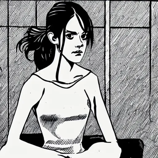 Image similar to Movie Still of Emma Watson as Tomie by Junji Ito