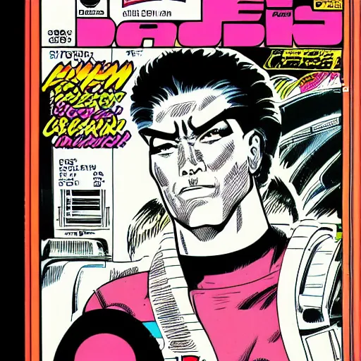 Prompt: 1 9 8 0 s comic book title cover scan, highly detailed professional comic art, sharp detailed, featuring a portrait of lion, profile picture by schen teng, 8 0 s sci - fi comic art