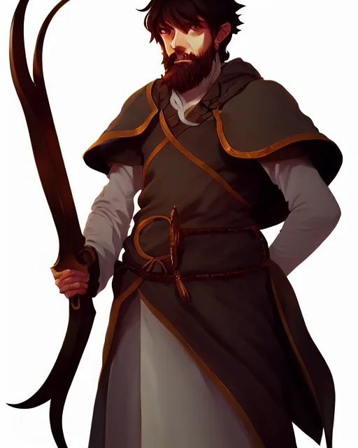 Image similar to portrait of a male cleric d & d, beard, fantasy, portrait shinkai makoto studio ghibli studio key hideaki anno sakimichan stanley artgerm lau rossdraws james jean marc simonetti elegant highly detailed digital painting artstation pixiv