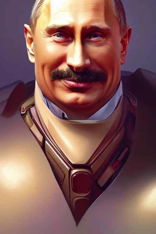 Image similar to vladimir putin as a robotnik, realistic portrait, symmetrical, highly detailed, digital painting, artstation, concept art, smooth, sharp focus, illustration, cinematic lighting, art by artgerm and greg rutkowski and alphonse mucha