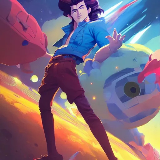 Image similar to hero world space dandy, behance hd by jesper ejsing, by rhads, makoto shinkai and lois van baarle, ilya kuvshinov, rossdraws global illumination