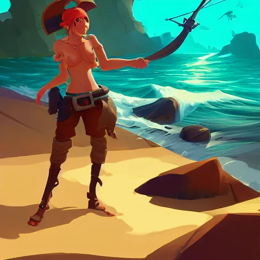 Image similar to painting jack the pirate mermaid on sea of thieves game avatar hero smooth face median photoshop filter cutout vector behance hd by jesper ejsing, by rhads, makoto shinkai and lois van baarle, ilya kuvshinov, rossdraws, illustration, art by ilya kuvshinov and gustav klimt