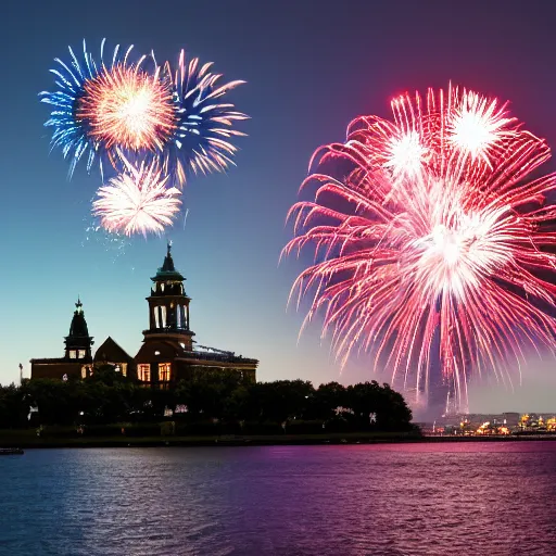 Image similar to Vérifié “Amazing fireworks, view from Ellis Island, 4th of July. Sony A7, f/2