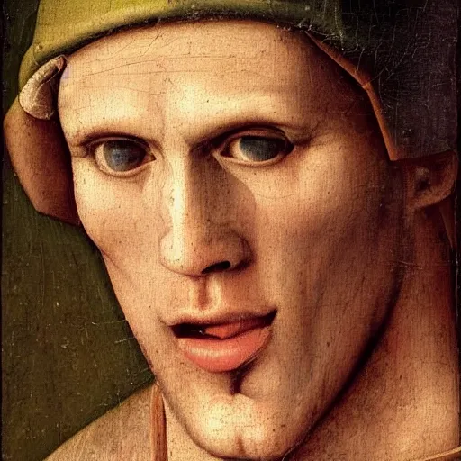 Image similar to A 14th century italian renaissance oil painting of Jerma985, portrait of Jerma985, grainy, realistic, very realistic, hyperrealistic, highly detailed, very detailed, extremely detailed, very neat, very epic, very cool, detailed, trending on artstation