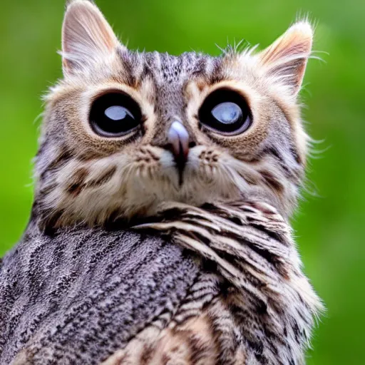 Image similar to cat owl hybrid