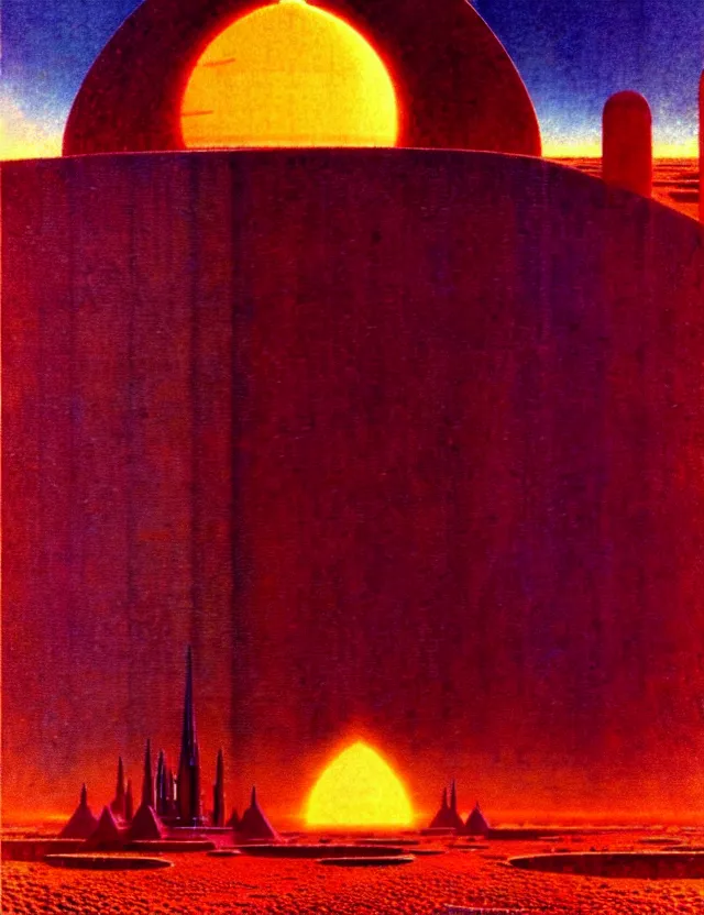 Image similar to close shot of a giant immense squared crematorium gothic architecture advanced technology scifi architectural structure desert planet, bruce pennington,