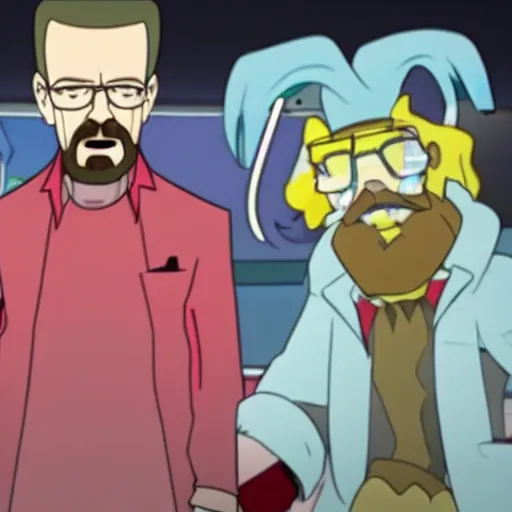 Prompt: A still of Walter White in Panty & Stocking