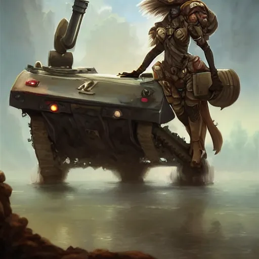 Image similar to anthropomorphic Borzoi wippet Tank Driver, Modern Tank driver outfit, cute and adorable, pretty, beautiful, DnD character art portrait, matte fantasy painting, DeviantArt Artstation, by Jason Felix by Steve Argyle by Tyler Jacobson by Peter Mohrbacher, cinema