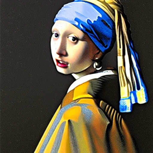 Image similar to Catl with a Pearl Earring, byJohannes Vermeer