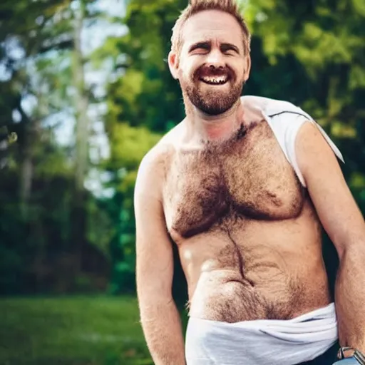 Prompt: photo of a 4 0 year old white man living thinking he's living the best life possible. he looks young for his age. he is dating a young woman, but other women are flocking to him and can be seen dancing around him in a seductive manner.