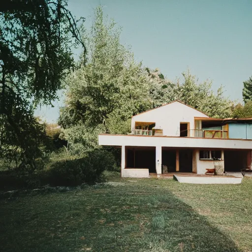 Image similar to Exterior of midcentury Bohemian house in Croatia. Photographed with Leica Summilux-M 24 mm lens, ISO 100, f/8, Portra 400