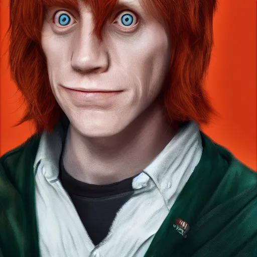 Image similar to Jim Carrey is Ron Weasley, hyperdetailed, artstation, cgsociety, 8k