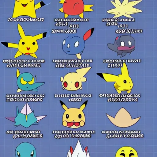 Pokémon type chart. Detailed helpful graph., Stable Diffusion