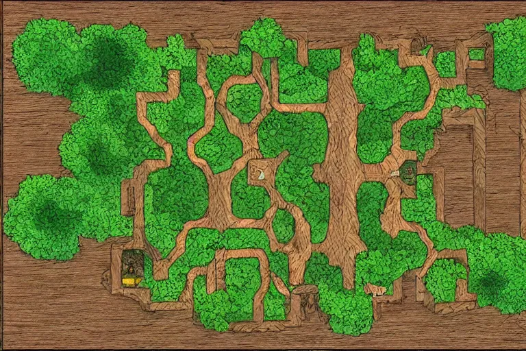 Prompt: A battlemap for DnD based on a forest