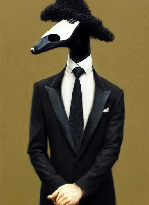 Prompt: a black tuxedo suit with a tie, a flowery bush growing out of the neck hole, intricate, highly detailed, concept art, hyperrealistic, oil painting by greg staples, 8 k