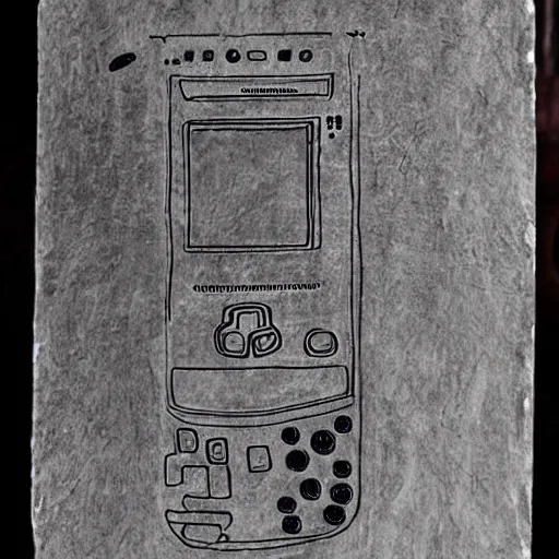 Image similar to original cave drawings of the Gameboy - estimated 600 BC