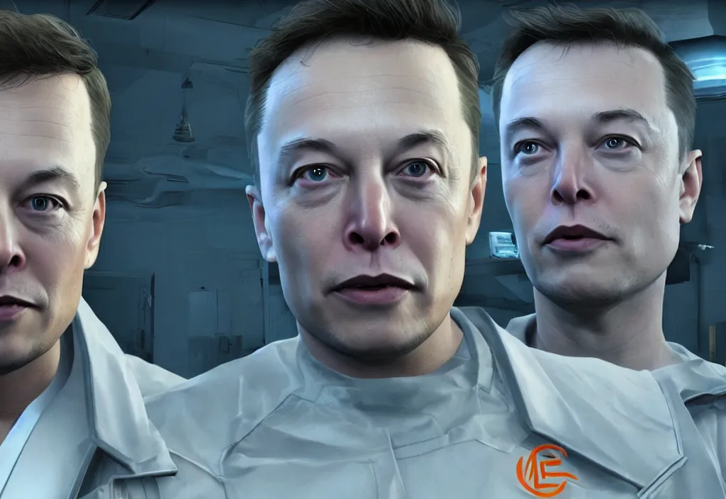 Image similar to elon musk in half life, elon musk in the video game half life, gameplay screenshot, close up, 3 d rendering. unreal engine. amazing likeness. very detailed.