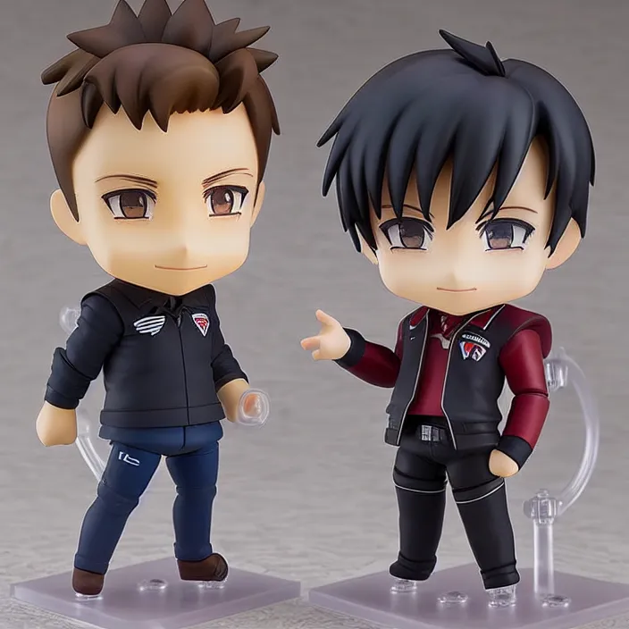 Image similar to a anime nendoroid of elon musk and tesla 3, figurine, product photo, detailed