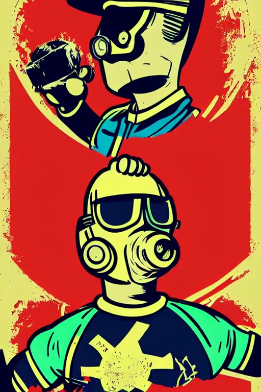 Image similar to fallout 7 6 retro futurist illustration art by butcher billy, sticker, colorful, illustration, highly detailed, simple, smooth and clean vector curves, no jagged lines, vector art, smooth andy warhol style