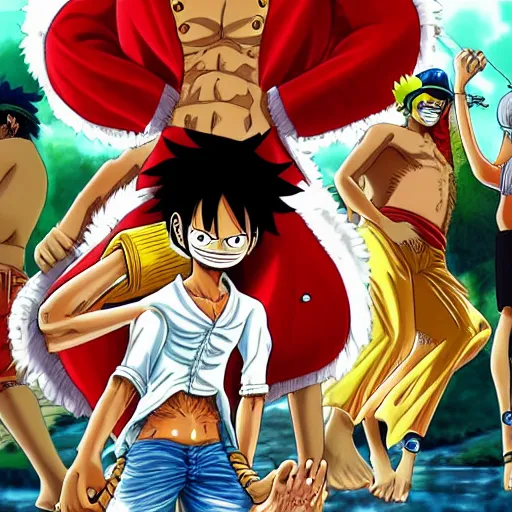 Image similar to Lebron James cosplay as Monkey D Luffy, one piece anime, detailed digital art, colourful masterpiece beautiful beautiful beautiful