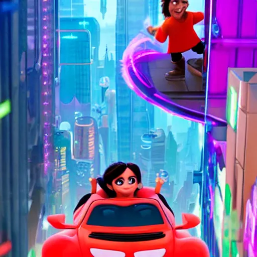 Image similar to vanellope tries to save ralph in movie ralph breaks the internet