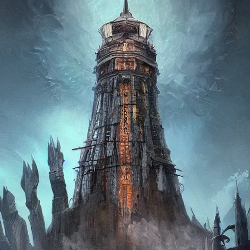 Image similar to a tower on the edge of forever, fantasy art, detailed, cinematic