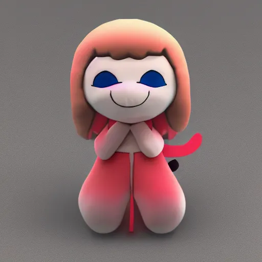 Prompt: cute fumo plush of a chaotic good girl, cel shading, vray