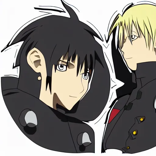 Image similar to vector drawing, full metal alchemist al and alphons