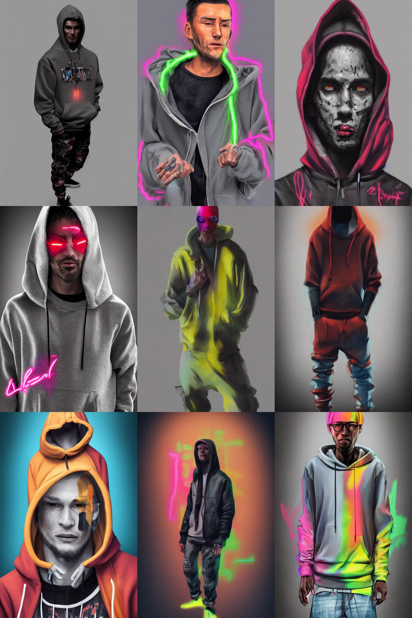 Prompt: a full body realistic concept art portrait digital octane render of a single man dressed in 90s street clothing and a hoodie with face and body clearly visible by Neon Yang and Zulong He, valorant, artstation trending, high quality, happy mood, artstation trending, vibrant colours, no crop, no helmet, entire character, blank background, SFW,