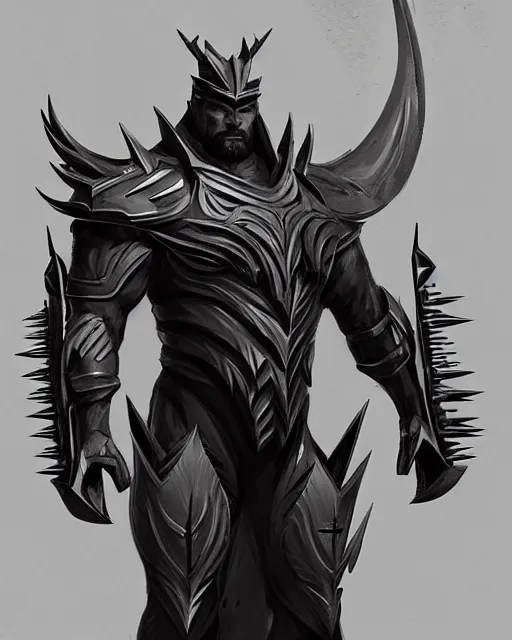 Image similar to concept art of a large futurstic warrior, covered in sharp spikes, very sleek and smooth design, aerodynamic, walking around a battle field, bombs going off in the distance, | | epic - fine - clean, polished, trending on artstation, brush strokes